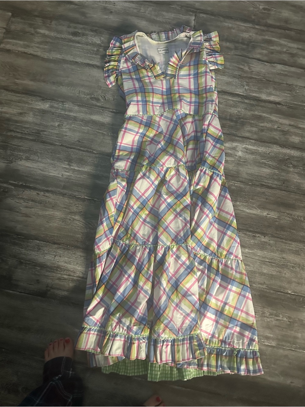 Plaid Ruffle Maxi Dress - sue sartor